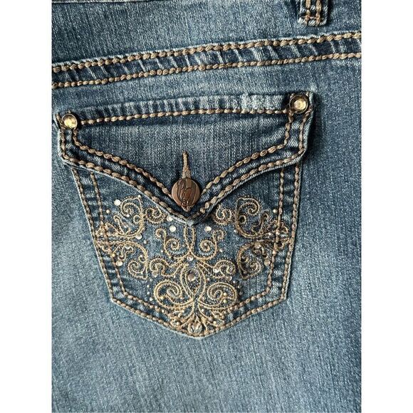 NINE WEST Jeans Womens Blue sz 16 Embellished Button Flap Pockets Contrast Stitc - Picture 10 of 16